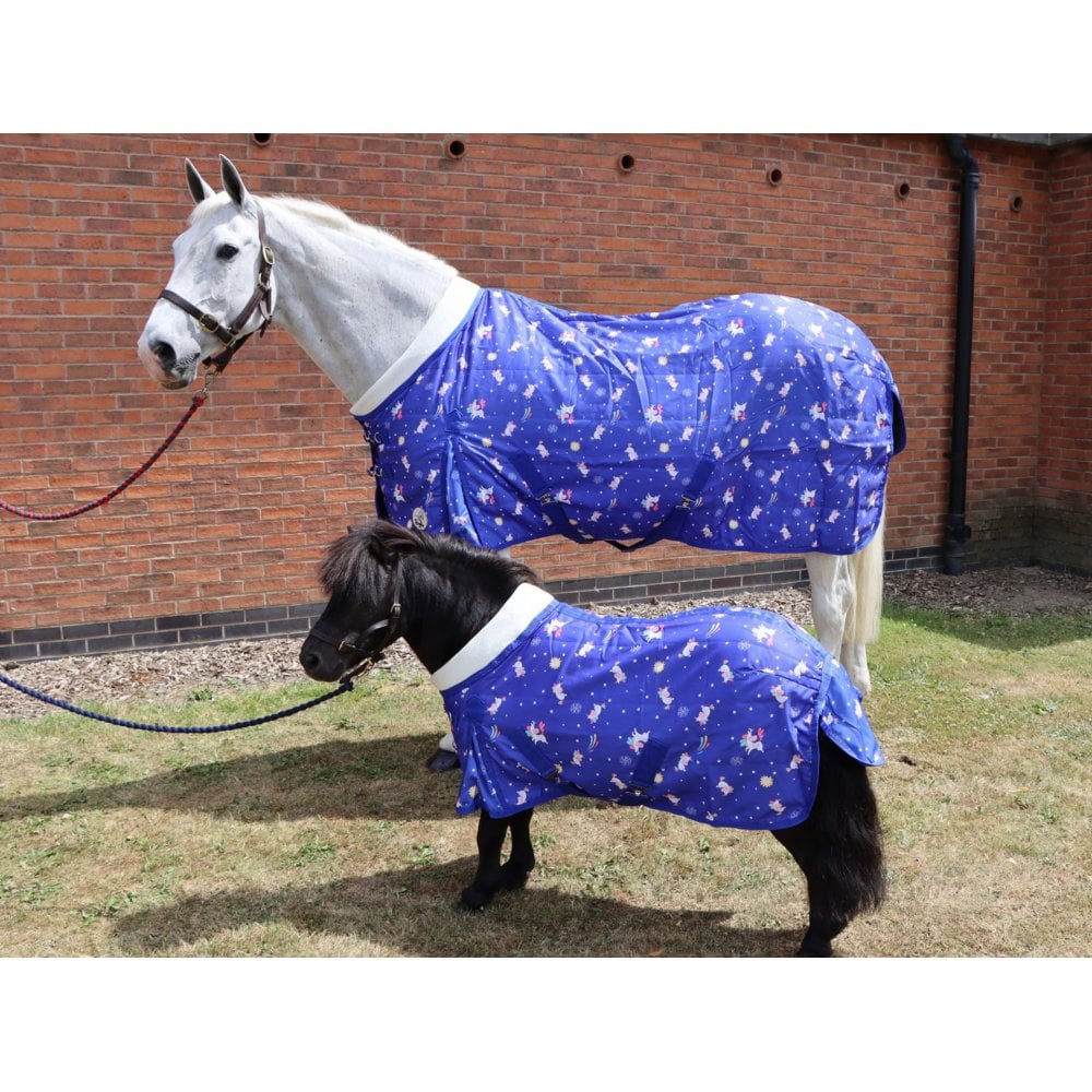 50G Lightweight Stable Rug with Fleece Collar - Unicorn Print