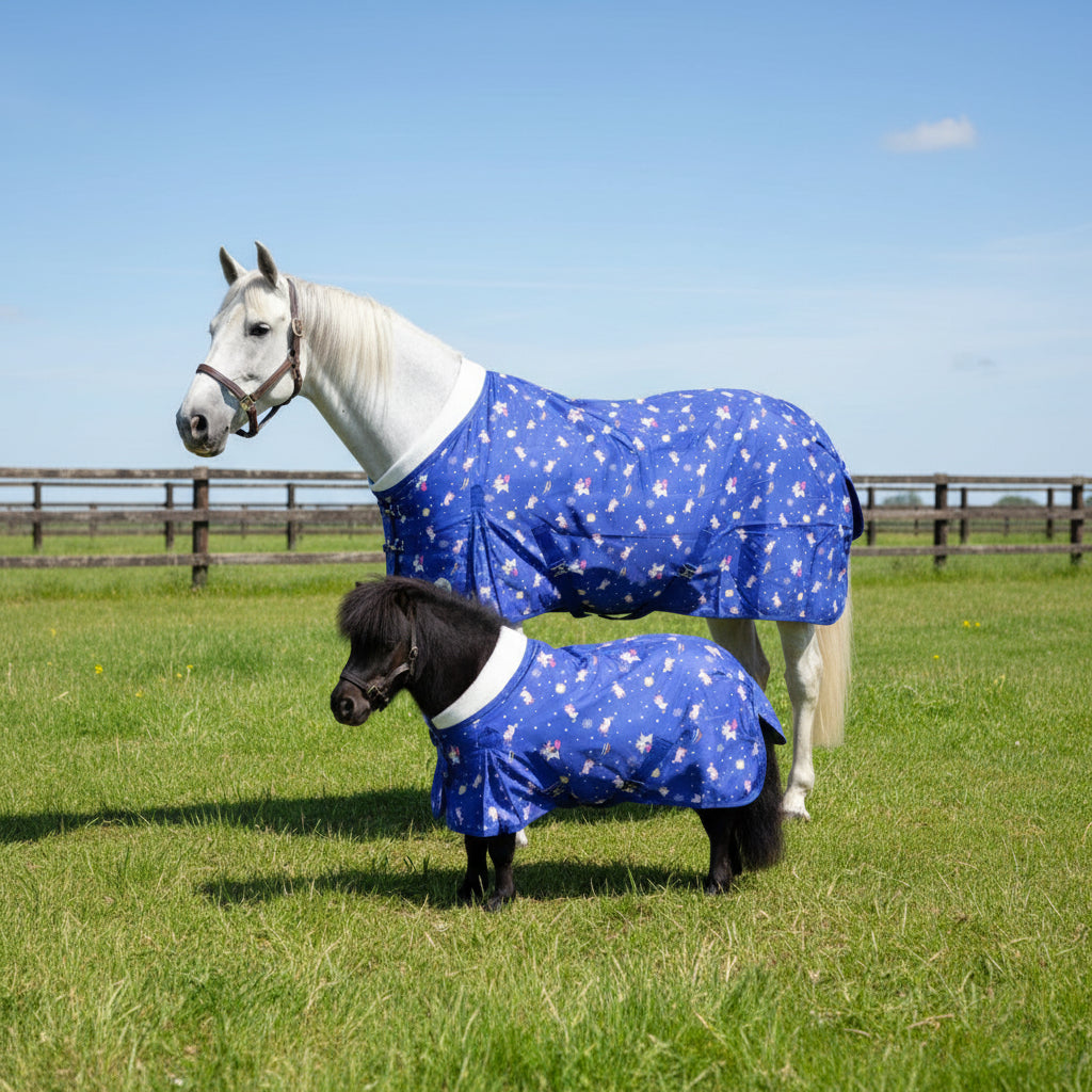 50G Lightweight Stable Rug with Fleece Collar - Unicorn Print