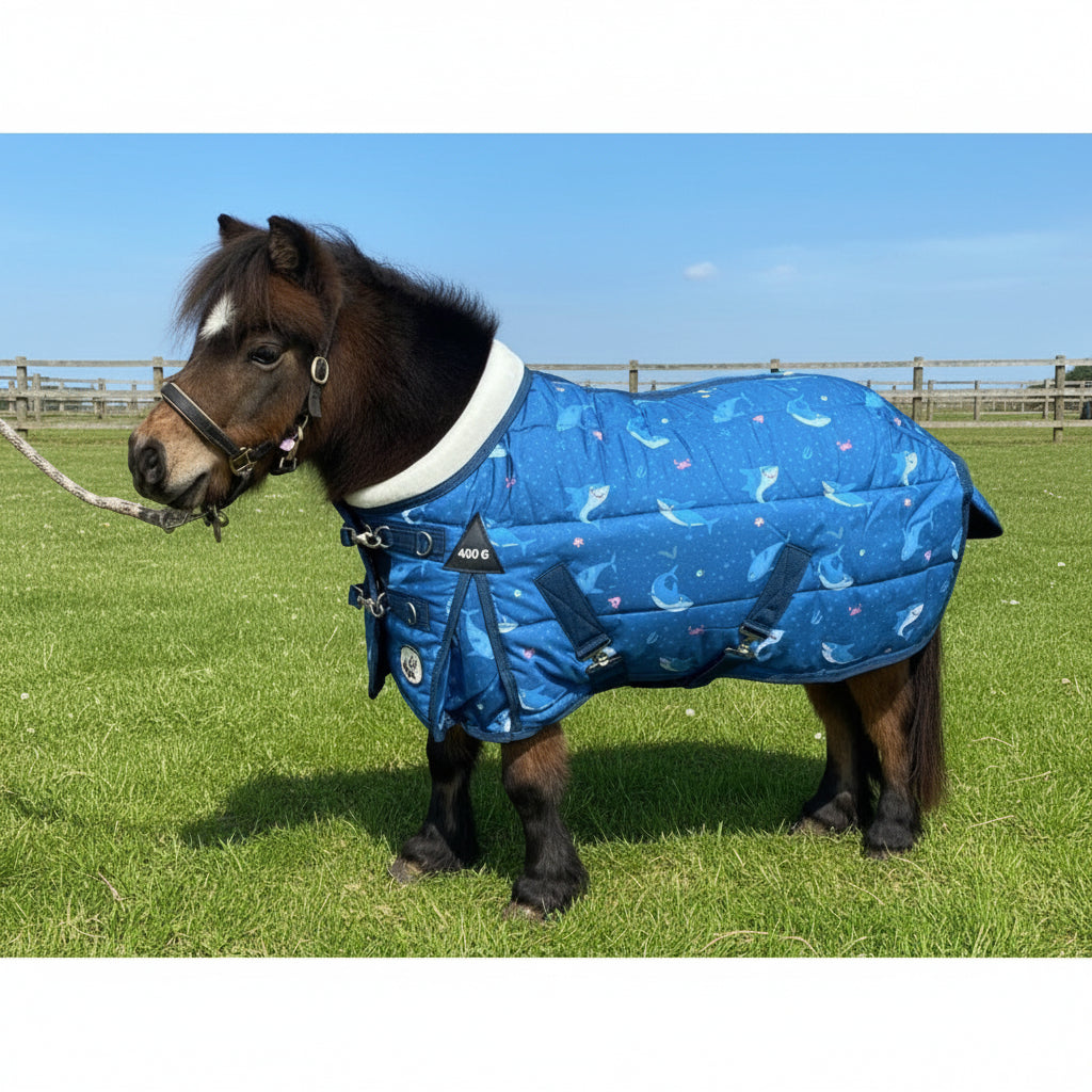 Shetland-Miniature-Donkey-Section A 400g Stable Rug - Shark Print