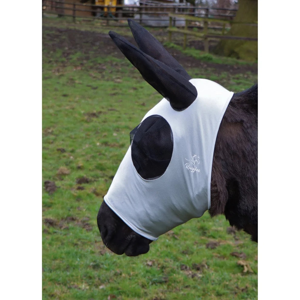Two Shop Soiled Donkey Large Lycra Fly Masks One Aqua One Grey