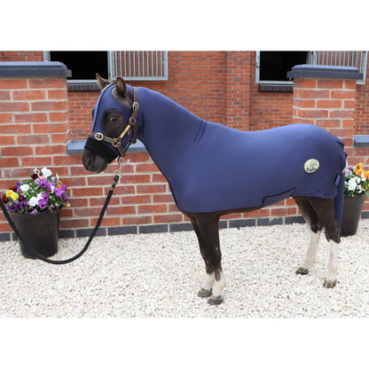 Two Shop Soiled Miniature Horse  Body Suits Purple Large No Ears And Navy Small With Ears