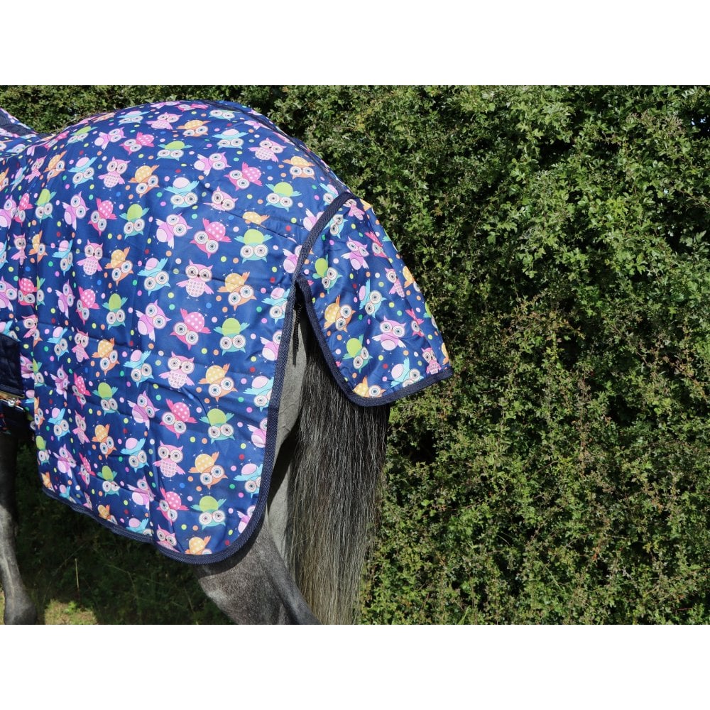 100g Lightweight Stable Rug With Fleece Collar - Owl Print