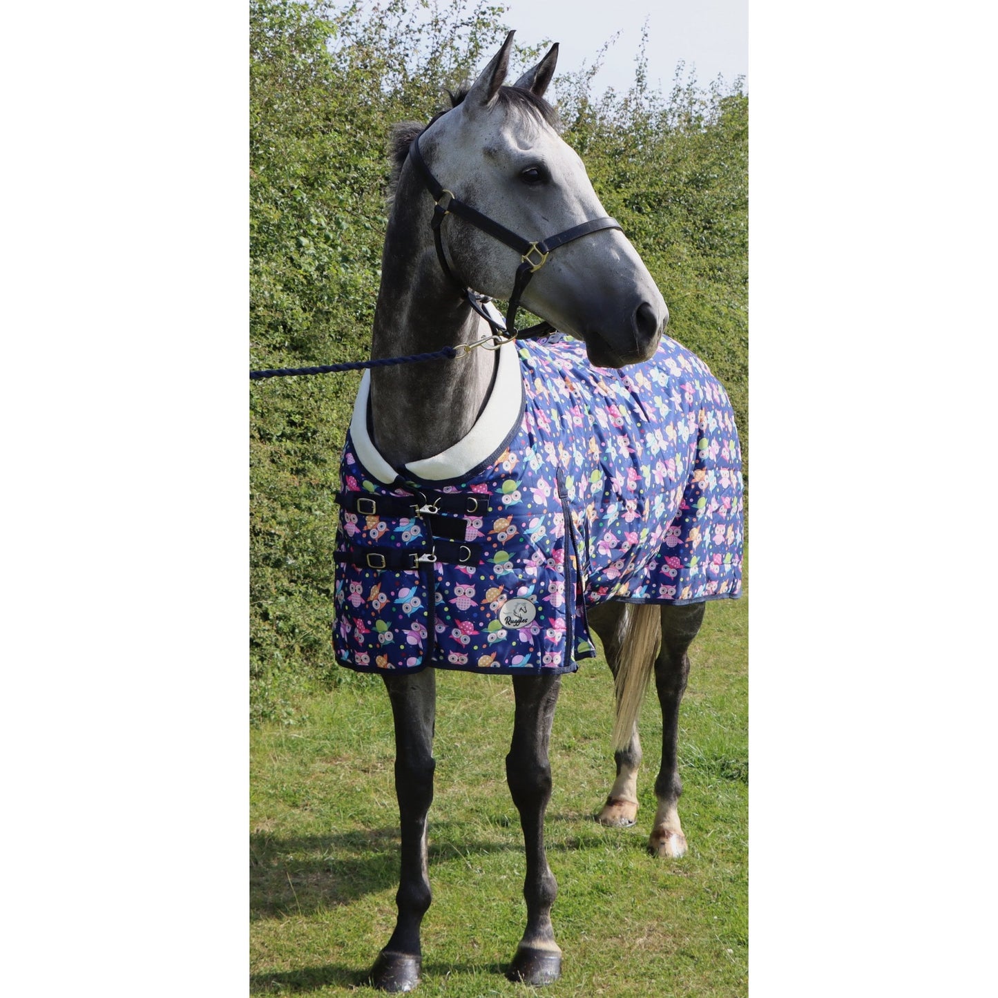 100g Lightweight Stable Rug With Fleece Collar - Owl Print