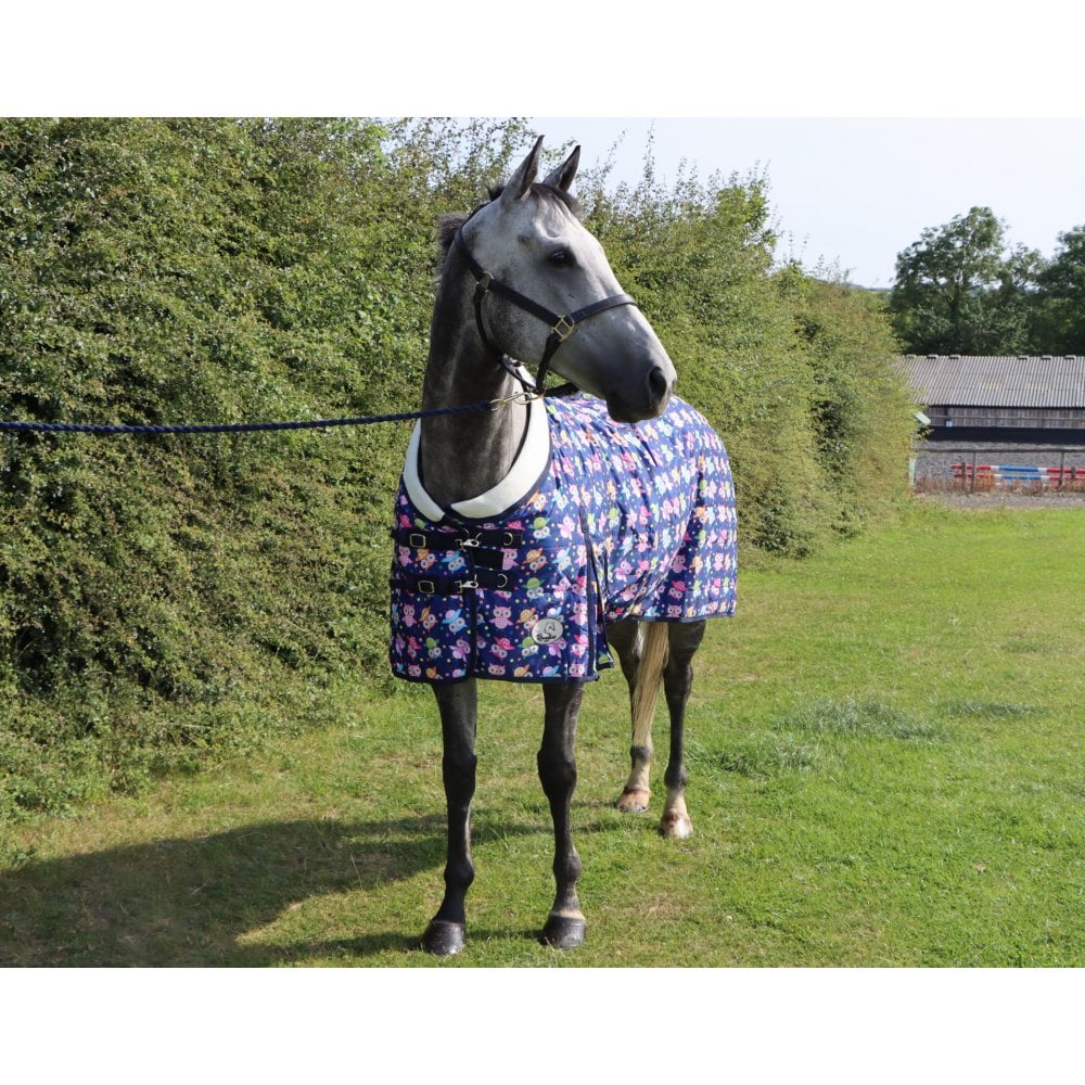 100g Lightweight Stable Rug With Fleece Collar - Owl Print