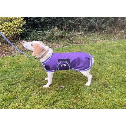 Waterproof Dog Coat - Purple / Aqua Spots