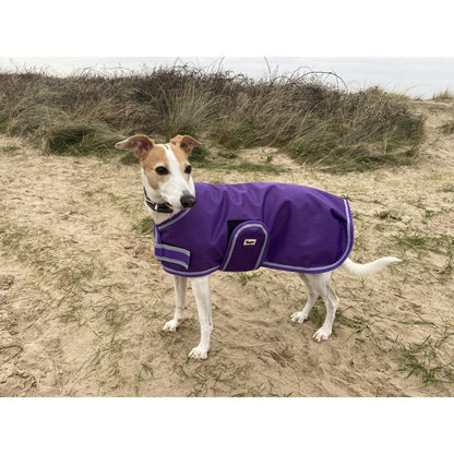 Waterproof Dog Coat - Purple / Aqua Spots