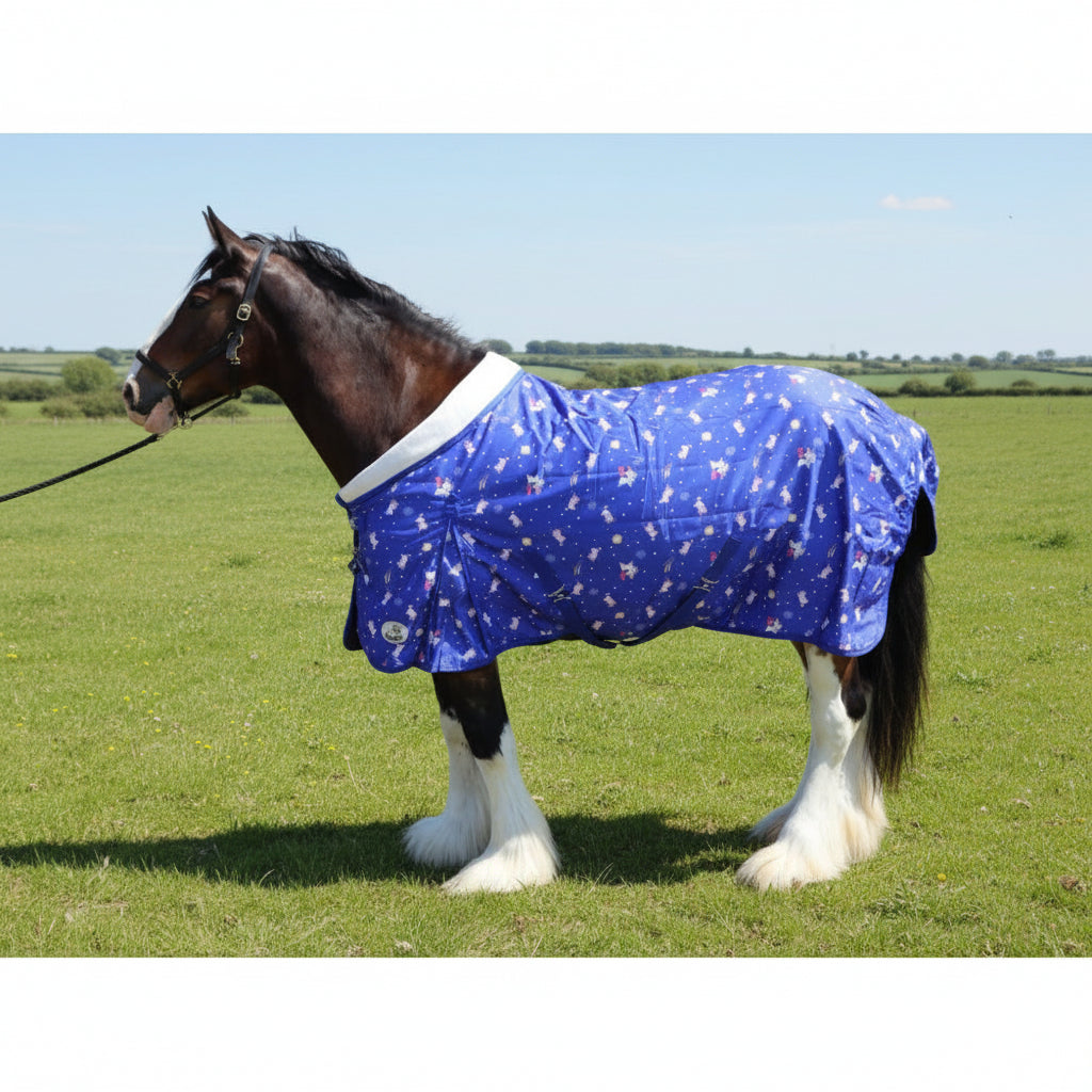 Heavy Horse 50g Stable Rug With Fleece Collar - Unicorn Print