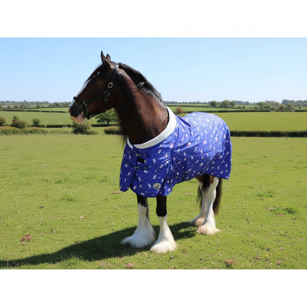 Heavy Horse 50g Stable Rug With Fleece Collar - Unicorn Print