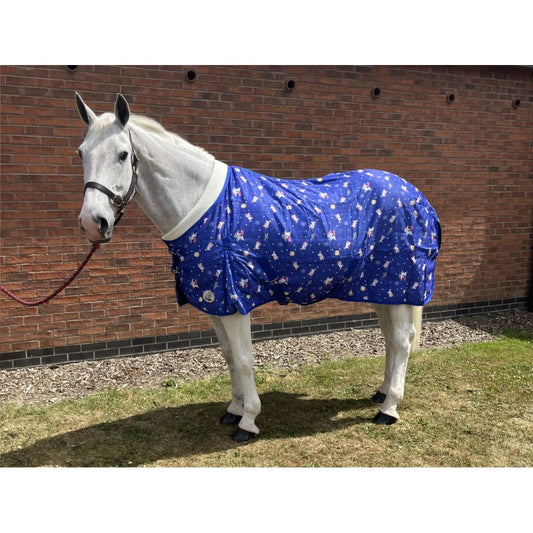 50G Lightweight Stable Rug with Fleece Collar - Unicorn Print