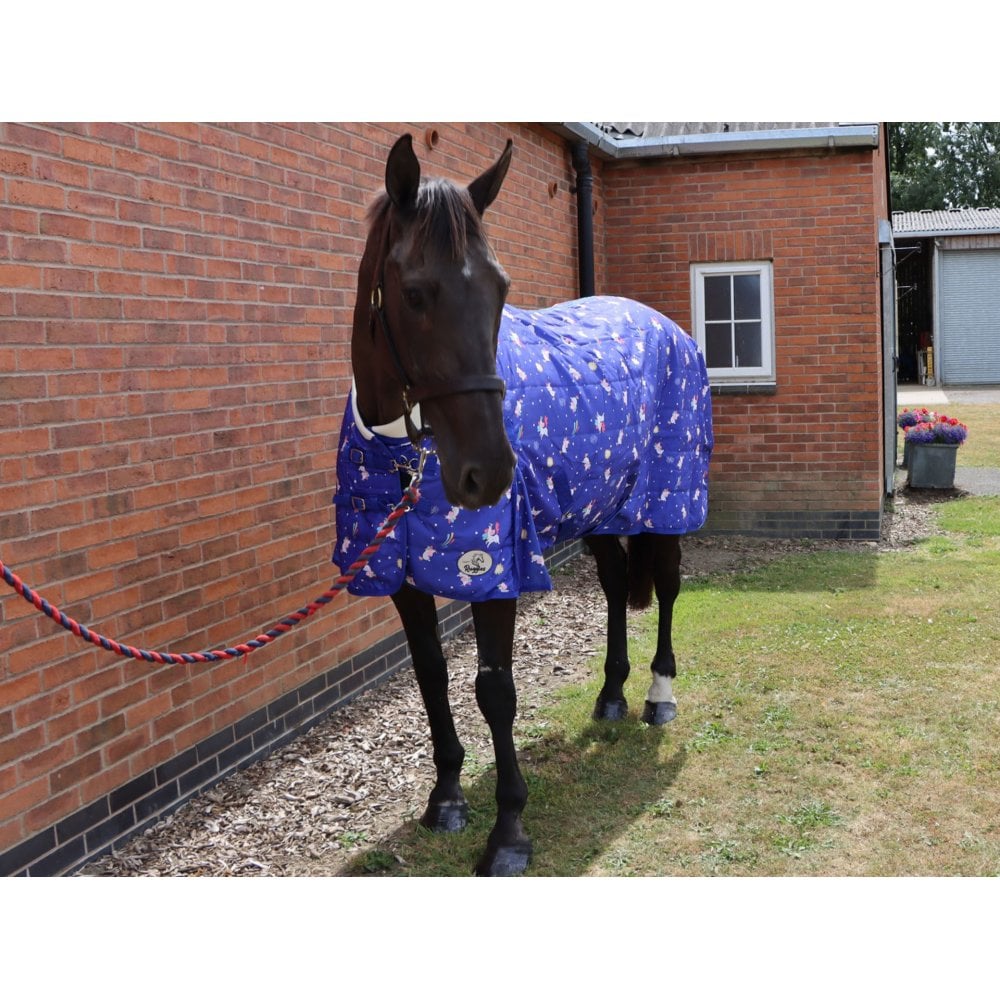 50G Lightweight Stable Rug with Fleece Collar - Unicorn Print