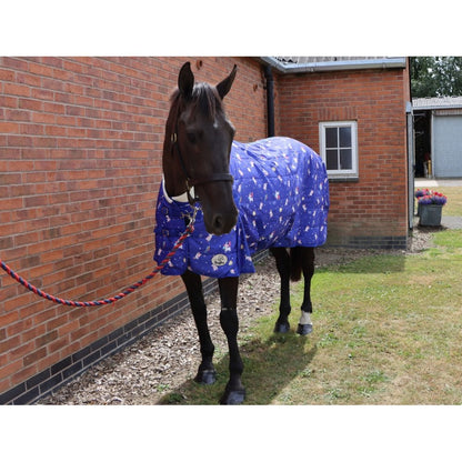 50G Lightweight Stable Rug with Fleece Collar - Unicorn Print