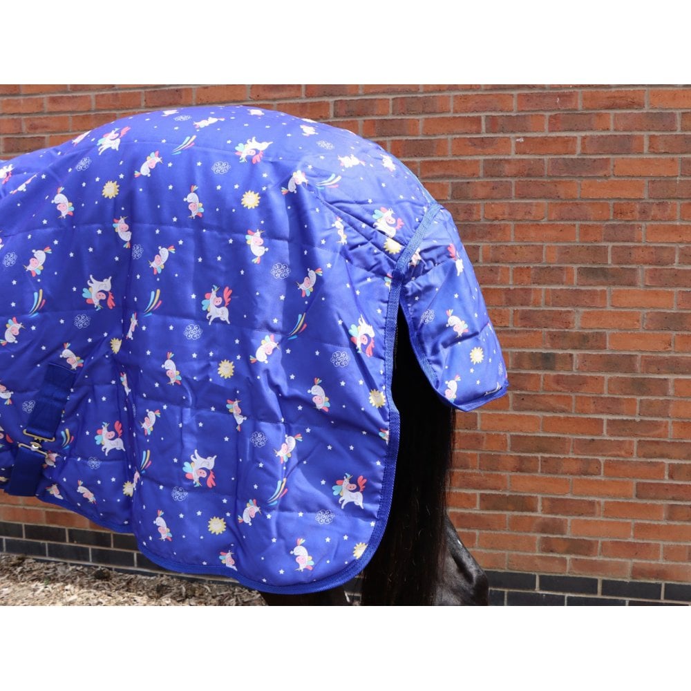 50G Lightweight Stable Rug with Fleece Collar - Unicorn Print