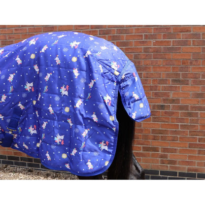 50G Lightweight Stable Rug with Fleece Collar - Unicorn Print