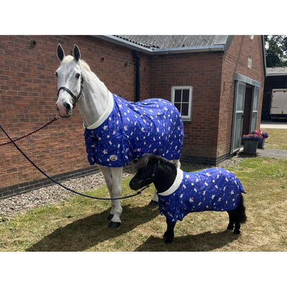50G Lightweight Stable Rug with Fleece Collar - Unicorn Print
