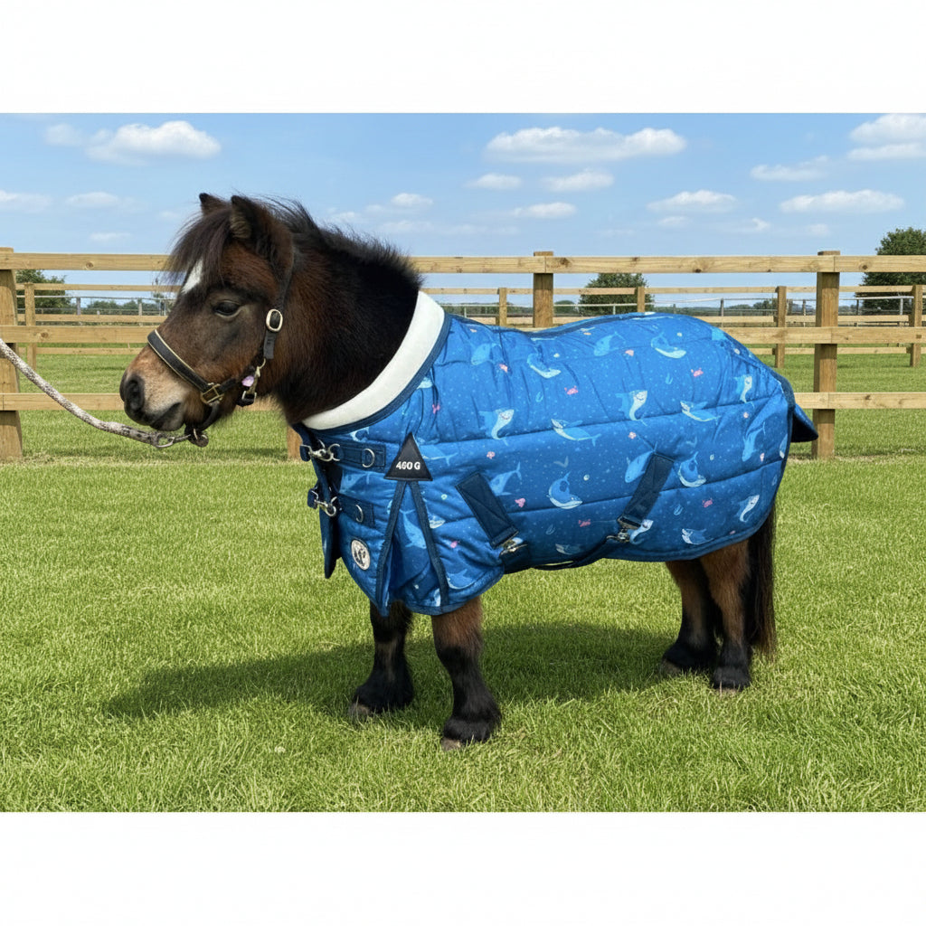 Shetland-Miniature-Donkey-Section A 400g Stable Rug - Shark Print