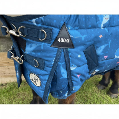 Shetland-Miniature-Donkey-Section A 400g Stable Rug - Shark Print