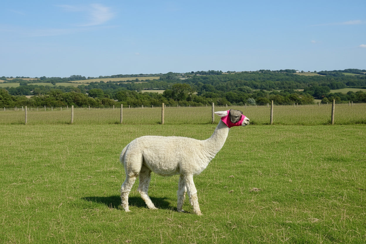 Lycra Pull On Fly Mask With Ears for Alpacas and Sheep