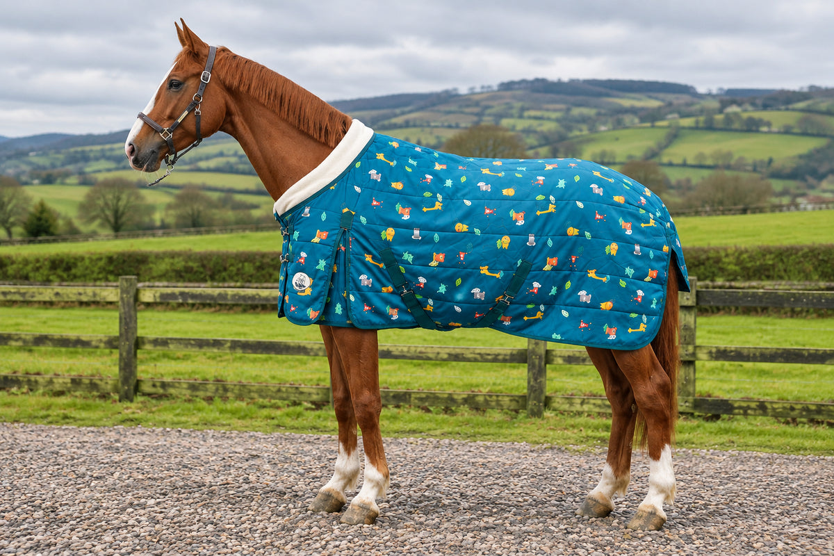 100g Lightweight Stable Rug With Fleece Collar - Owl Print
