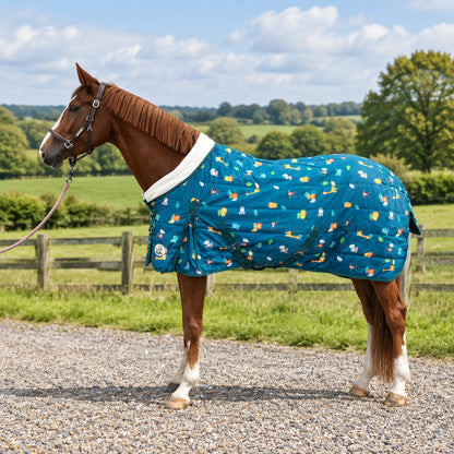 100g Lightweight Stable Rug With Fleece Collar - Owl Print