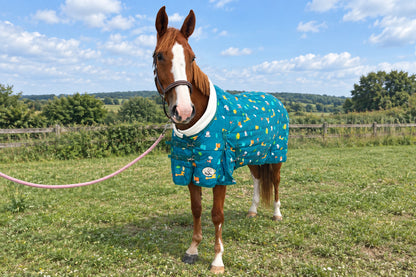 100g Lightweight Stable Rug With Fleece Collar - Owl Print