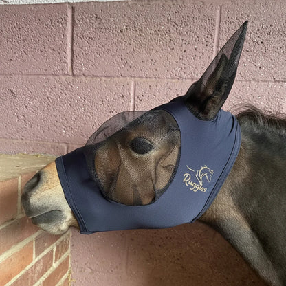Four Shop Soiled XX-Mini Lycra Fly Masks Two Pink One Navy And Aqua