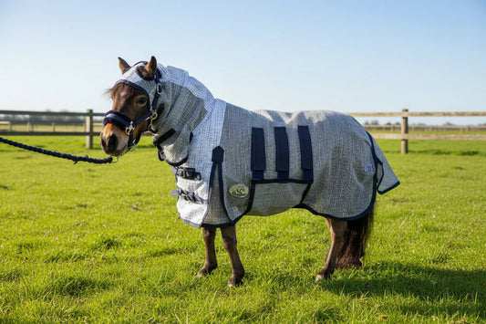 Shop Soiled Shetland/Miniature/Donkey/SectionA 4'9 Ultra Light V2 Fly Combo Rug And A Shetland Grey Lycra Pull On Fly Mask